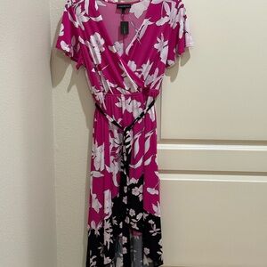 NWT Lane Bryant Faux wrap Short Sleeve Floral dress 10/12P